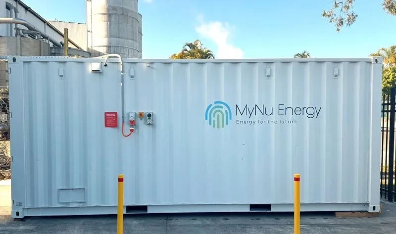 White storage unit at industrial site