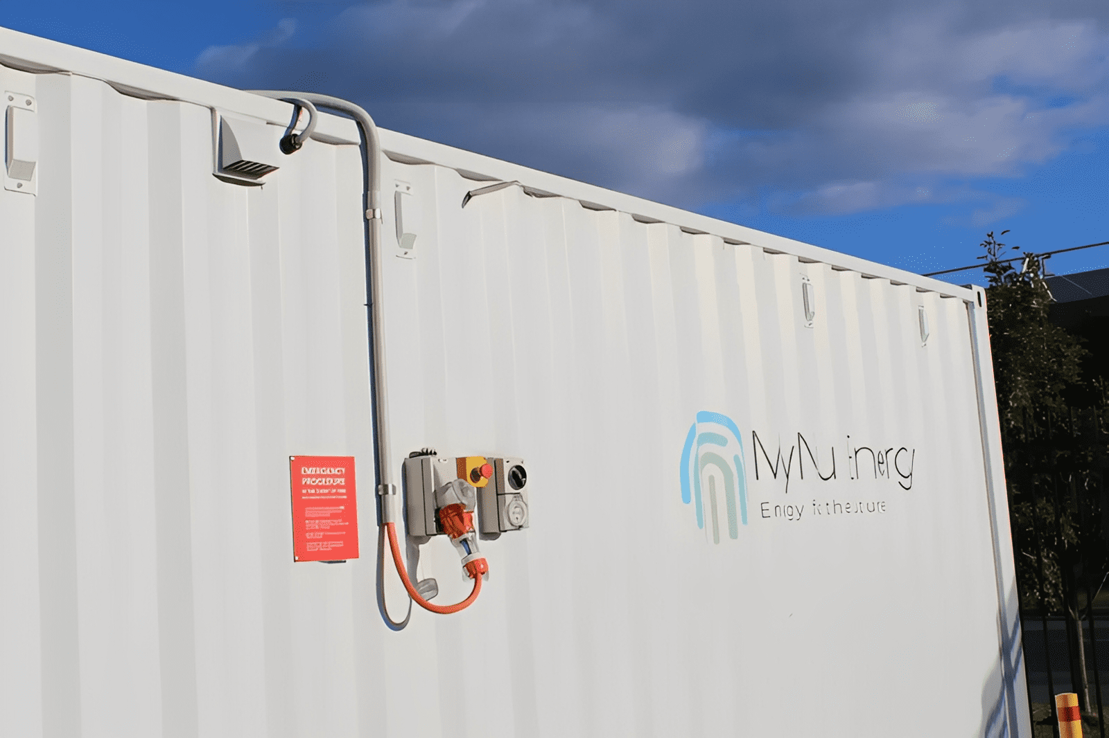 Side view of a white storage container